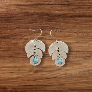 Silver and Turquoise Blue Drop Earrings